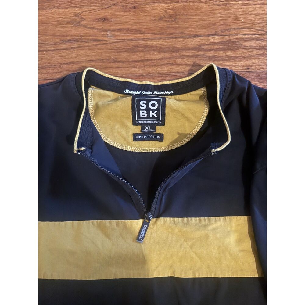 Y2K Black & Gold Straight Outta Brooklyn Quarter Zip Cotton Shirt